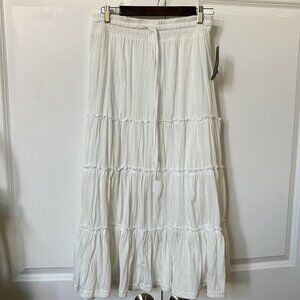 Inc International Concepts White Tiered Maxi Skirt Womens Medium Boho